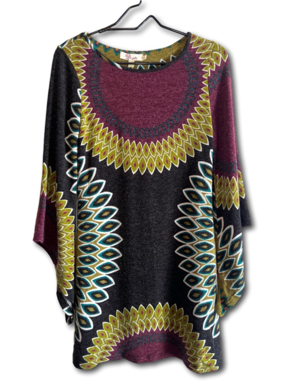 Aryeh A-Line Dress Round Neck Boho Multicolor Women's Size Small Vintage